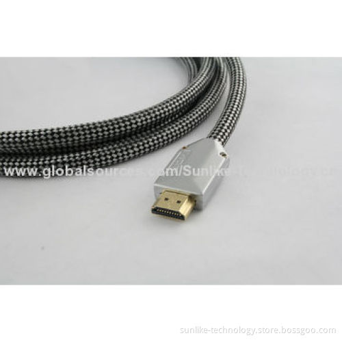 HDMI Cable with Metal Shell, Flat Cable, 24K Gold-plated Connector